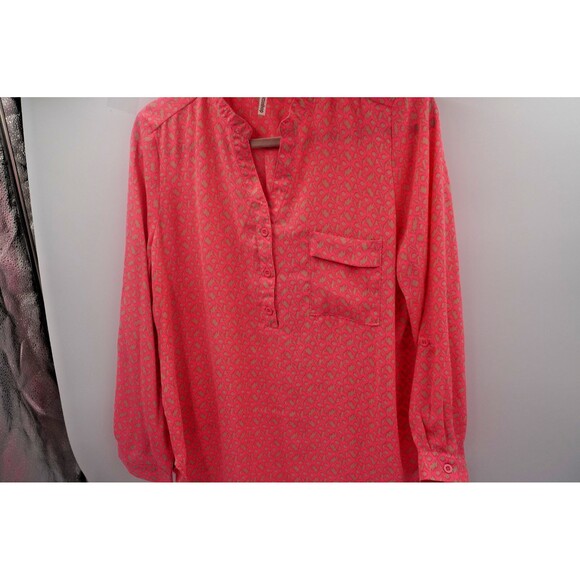Mittoshop Geometric Patterned Long Sleeve Pink/Grey Office/Casual Blouse Size L - Picture 3 of 9